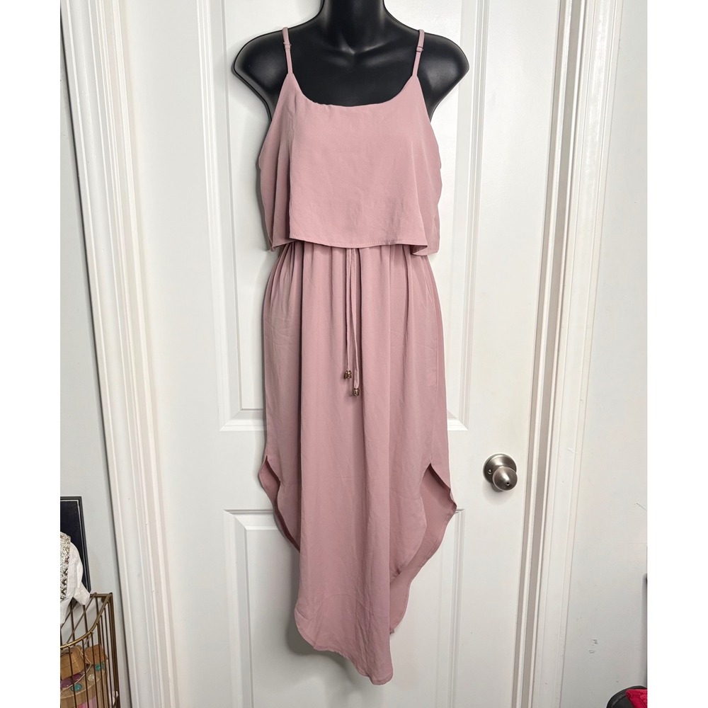 Nerlerolian Pink High Low Popover Dress NWT Large Dusty Rose Spaghetti Strap